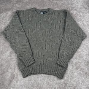 Vintage Hang Ten Size Large Brown Chunky Knit Crewneck Sweater 80s Grandpa